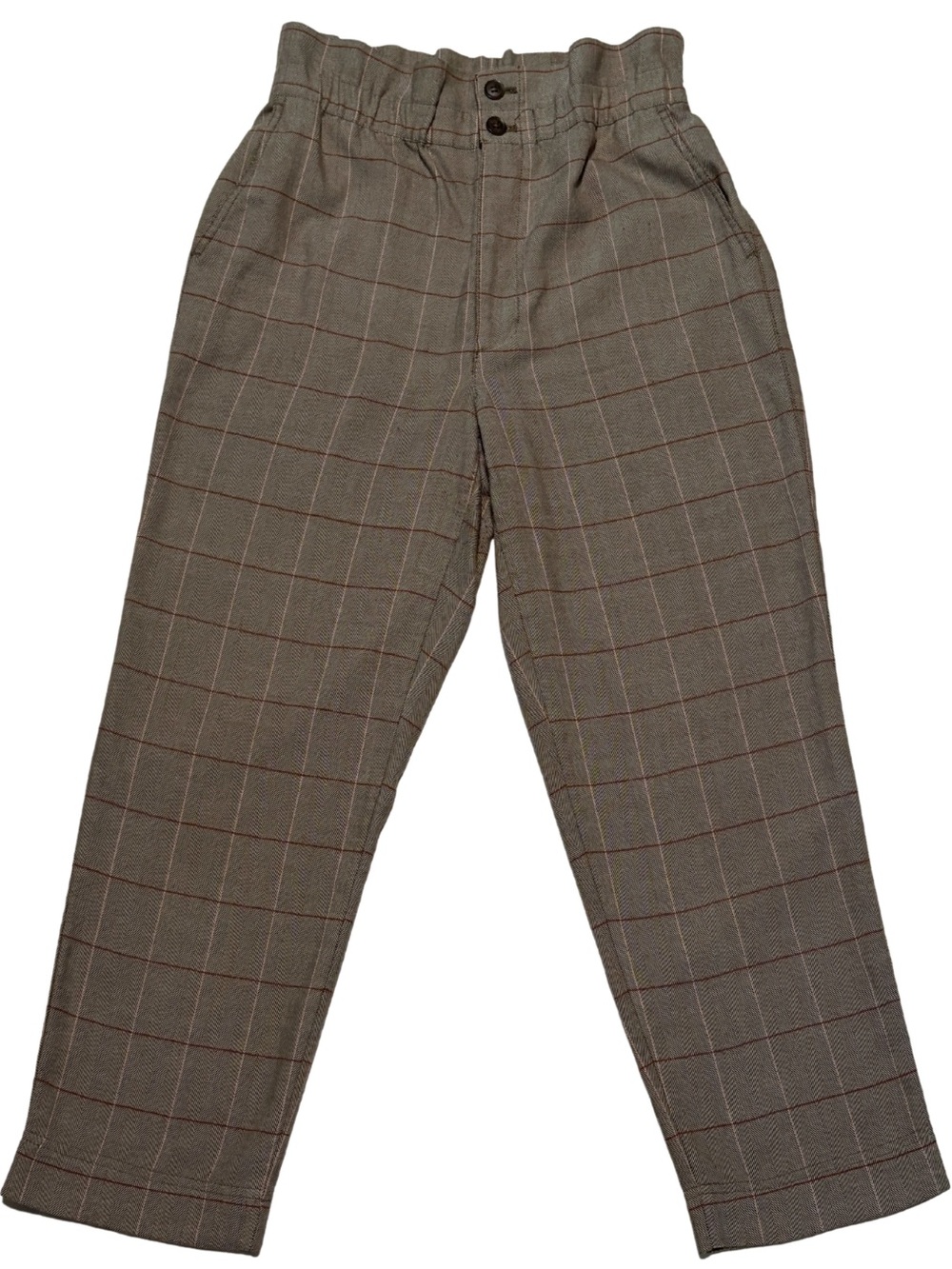 Madewell Paperbag Tapered Pants in Glen Plaid